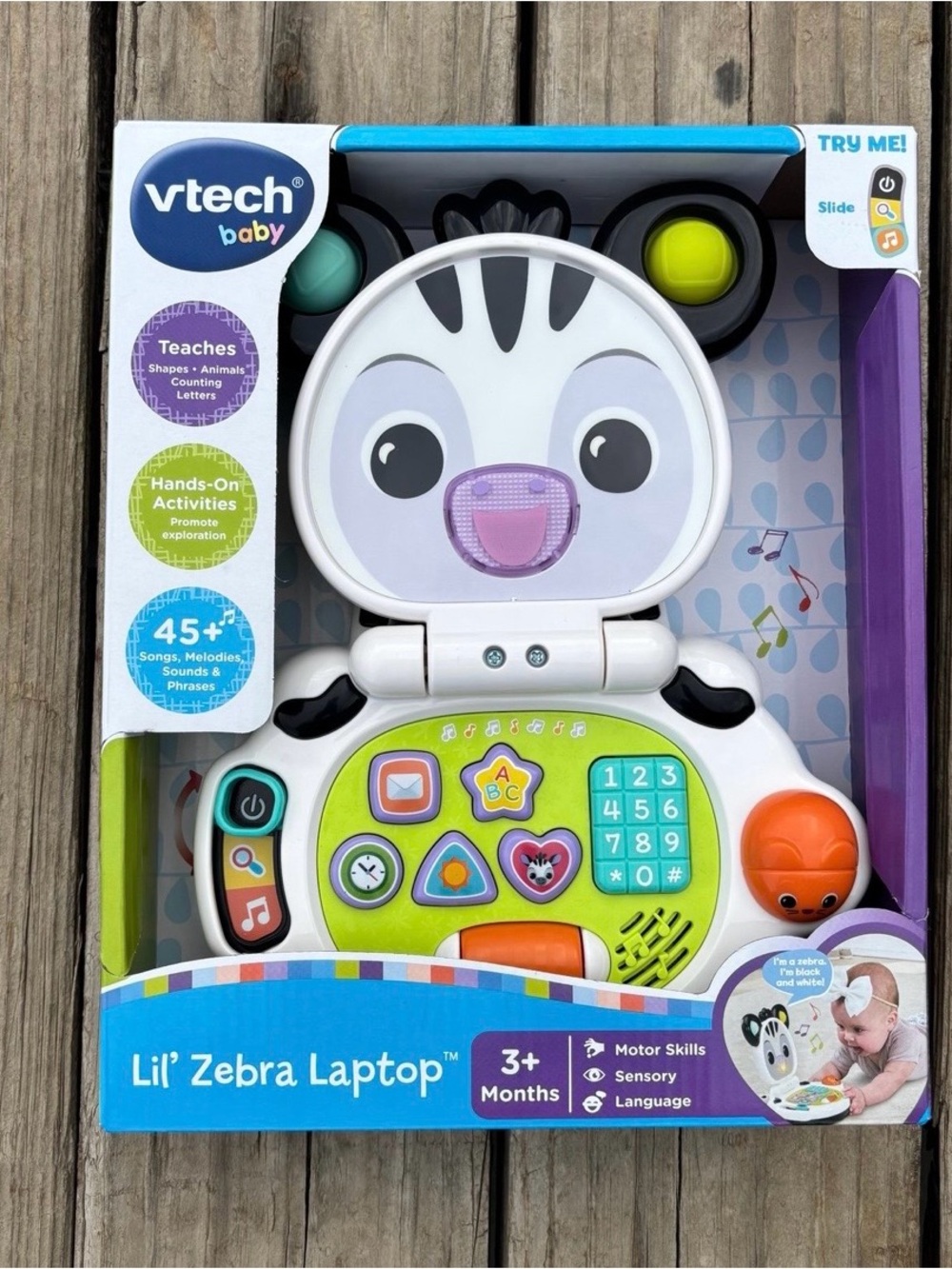 VTech Baby Lil' Zebra Laptop Developmental Benefits Toy- White & Green